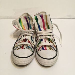 Converse Chuck Taylor All Star Rainbow Zebra High Top Kids Shoes Sz 13
